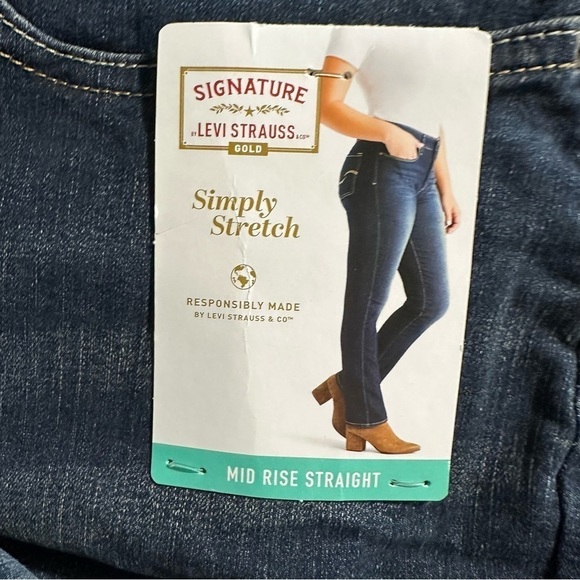 New LEVI’S Signature Gold Mid Rise Straight Jeans Simply Stretch Sz 22 S 36x30 - Picture 5 of 9